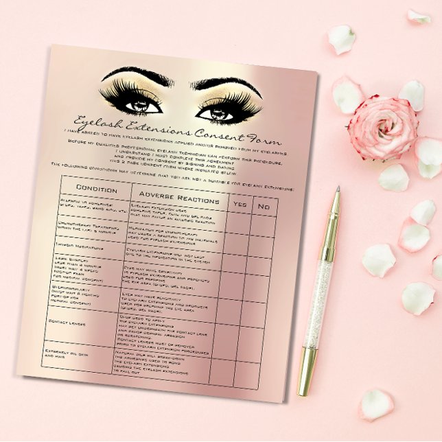 Eyelash Extension Liability Waiver Ro Guld Flygblad (Eyelash Extension Liability Waiver Rose Gold Flyer)