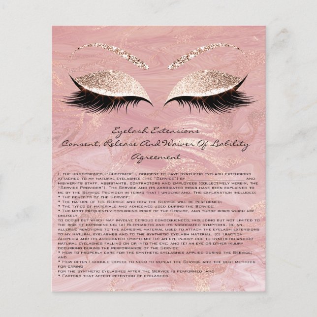Eyelash Extension Liability Waiver Ro Marble Flygblad (Framsidan)