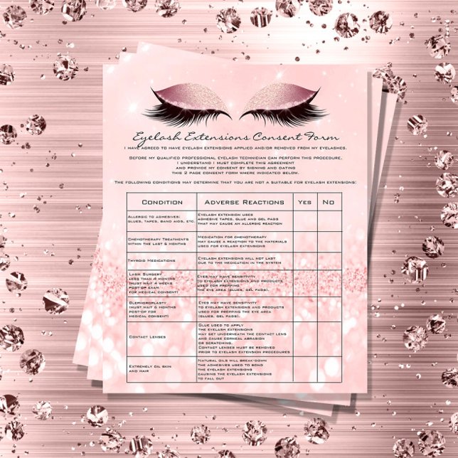 Eyelash Extension Liability Waiver Ro Rosa Flygblad (Eyelash Extension Liability Waiver Rose Pink Flyer)