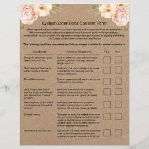 Eyelash Extension Liability Waiver Rustic Kraft Reklamblad
