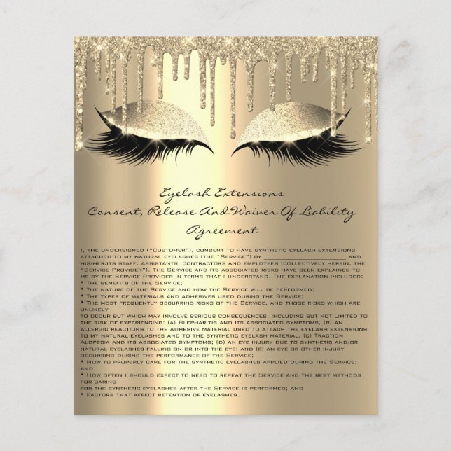 Eyelash Extension Liability Waiver Sparkly Glam Flygblad (Framsidan)