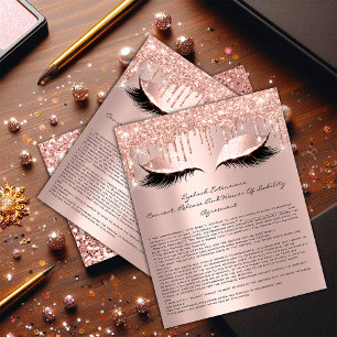 Eyelash Extension Liability Waiver Sparkly Rosa1 Flygblad
