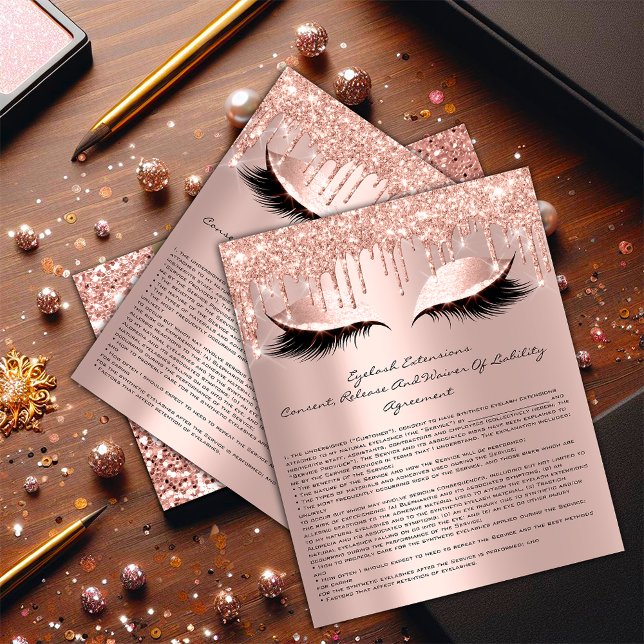 Eyelash Extension Liability Waiver Sparkly Rosa1 Flygblad (Eyelash Extension Liability Waiver Sparkly Pink1 Flyer)
