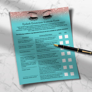 Eyelash Extension Liability Waiver Teal Ro Guld Flygblad