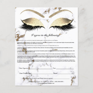 Eyelash Extension Liability Waiver White Marble Flygblad