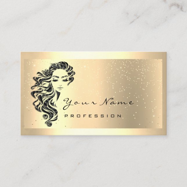 Eyelash Extension Makeup Artist Hair GoldConfetti Visitkort (Framsida)