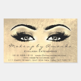 Eyelash Extension Makeup Beauty Golden Foil Rektangulärt Klistermärke