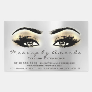 Eyelash Extension Makeup Beauty Grått Silver Rektangulärt Klistermärke