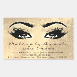 Eyelash Extension Makeup Beauty Guld Glam Rektangulärt Klistermärke