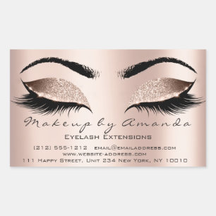 Eyelash Extension Makeup Beauty Salon Microblading Rektangulärt Klistermärke