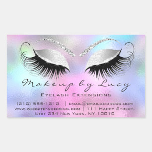 Eyelash Extension Makeup Beauty Salon Rosa Grått Rektangulärt Klistermärke