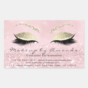 Eyelash Extension Makeup Beauty Salon Rosa Guld 1 Rektangulärt Klistermärke
