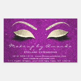 Eyelash Extension Makeup Beauty Salon Rosa Guld Rektangulärt Klistermärke