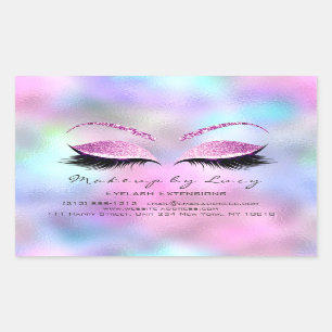 Eyelash Extension Makeup Beauty Salon Rosa Ombre Rektangulärt Klistermärke