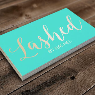 Eyelash Extension Modern turkos för Guld-skript Visitkort