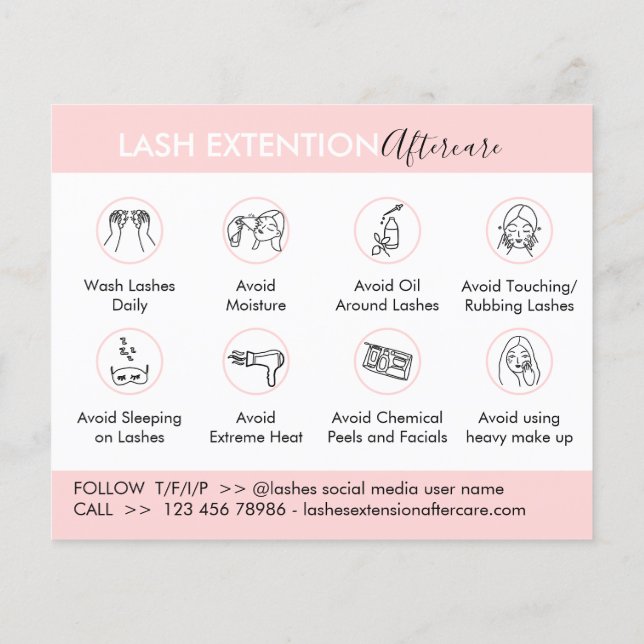 Eyelash Extension Products Aftercare Budget Flygblad (Baksidan)