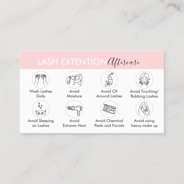 Eyelash Extension Products Aftercare Instruction Visitkort (Baksida)
