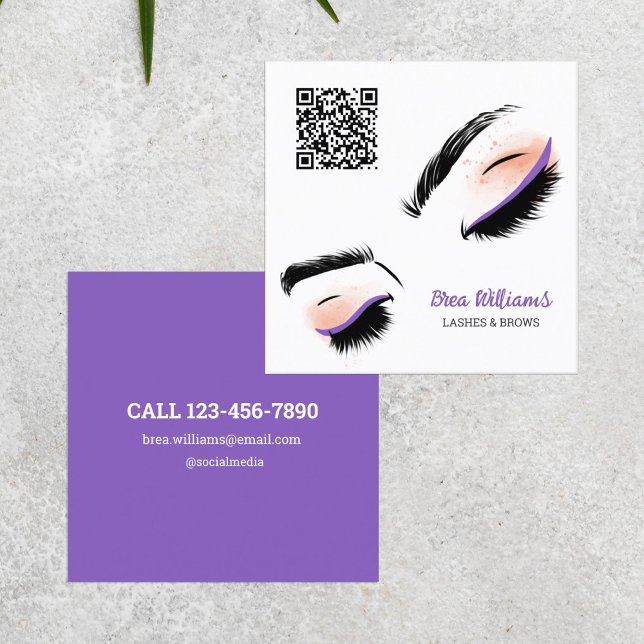 Eyelash Extension QR-Affärskort Fyrkantigt Visitkort (Lashes and Brows Cards)