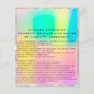 EYELASH EXTENSION RELEASE WAIVER Holograph Bokeh Flygblad