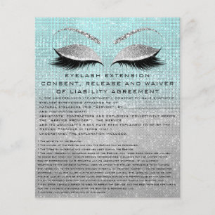 EYELASH EXTENSION RELEASING WAIVER Blue Silver Flygblad