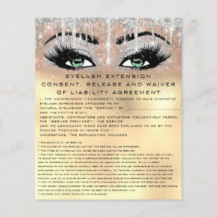 EYELASH EXTENSION RELEASING WAIVER Grönt Guld Flygblad