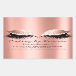 Eyelash Extension Rosa Makeup Coral Beauty Salon Rektangulärt Klistermärke