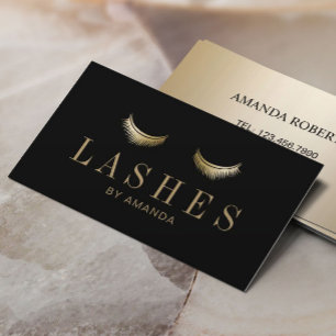 Eyelash Extension Salon Modern Black Guld Visitkort