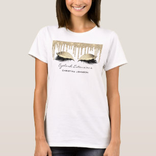 Eyelash Extension Sparkly Sepia Guld Branding T Shirt