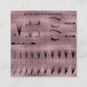 Eyelash Extension Studio Shop Rosa Catalog Fyrkantigt Visitkort