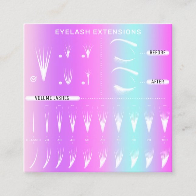 Eyelash Extension Studio Shop Rosa Modern New Fyrkantigt Visitkort (Framsida)