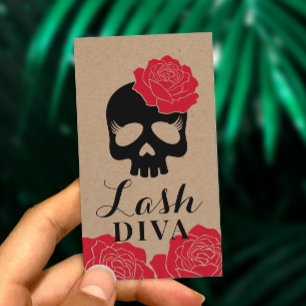 Eyelash Extensions Beauty Blommigt Skull Rustik Visitkort