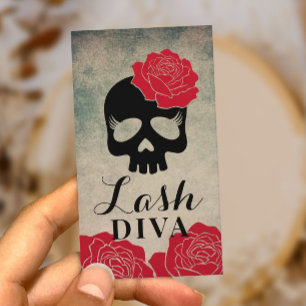 Eyelash Extensions Beauty Blommigt Skull Vintage Visitkort