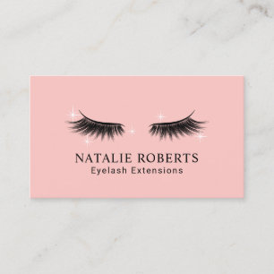 Eyelash Extensions Beauty Salon Elegant Rosa Visitkort