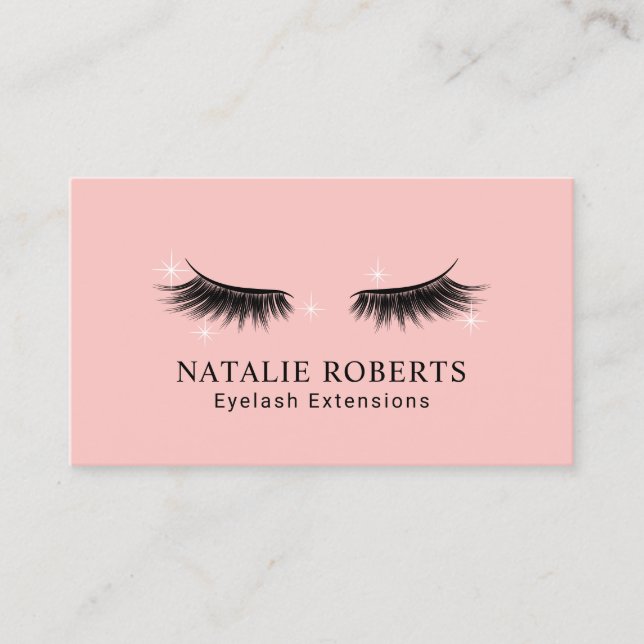 Eyelash Extensions Beauty Salon Elegant  Rosa Visitkort (Framsida)