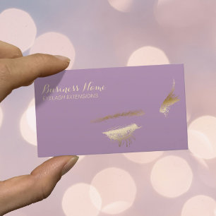 Eyelash Extensions Chic Guld & Lila Visitkort