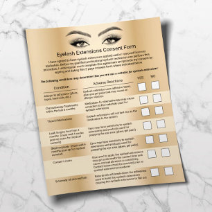 Eyelash Extensions Golden Liability Waiver Flygblad