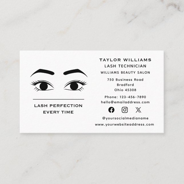 Eyelash Extensions Lash Lash Ögon Social Media Visitkort (Framsida)