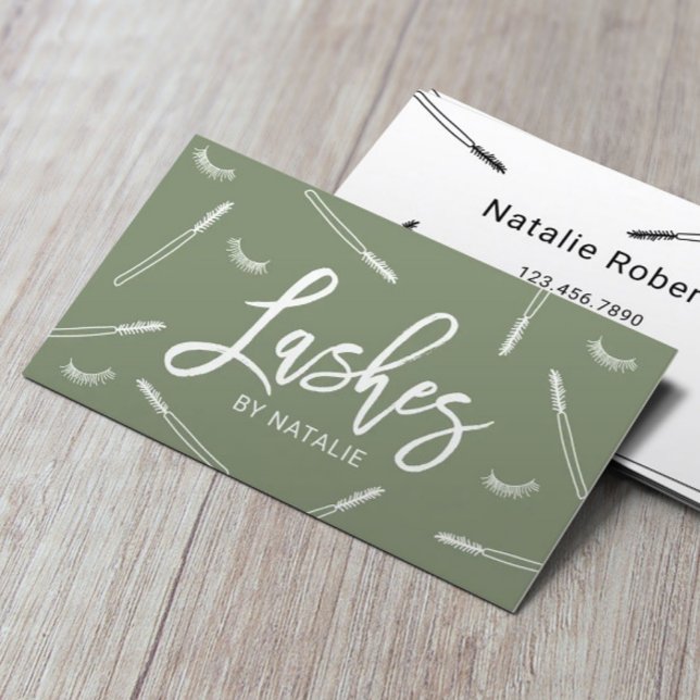 Eyelash Extensions Lash Pub Sage Grönt Salon Visitkort (Skapare uppladdad)