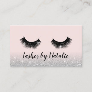 Eyelash Extensions Lash Salon Rosa & Silver Ombre Visitkort
