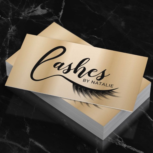 Eyelash Extensions Lash Typography Guld Salon Visitkort (Skapare uppladdad)