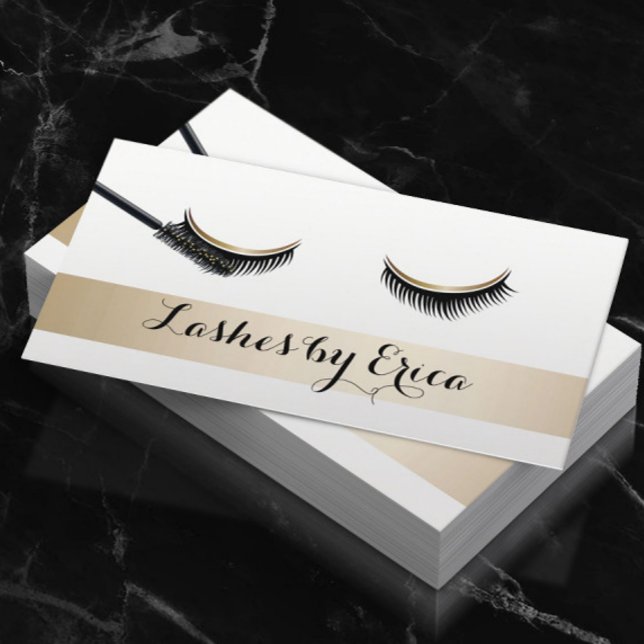Eyelash Extensions Makeup Artist Guld Rand Visitkort (Skapare uppladdad)