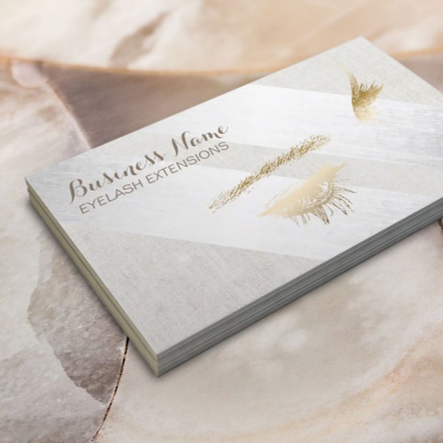 Eyelash Extensions Makeup Modern Silver Geometric Visitkort (Skapare uppladdad)