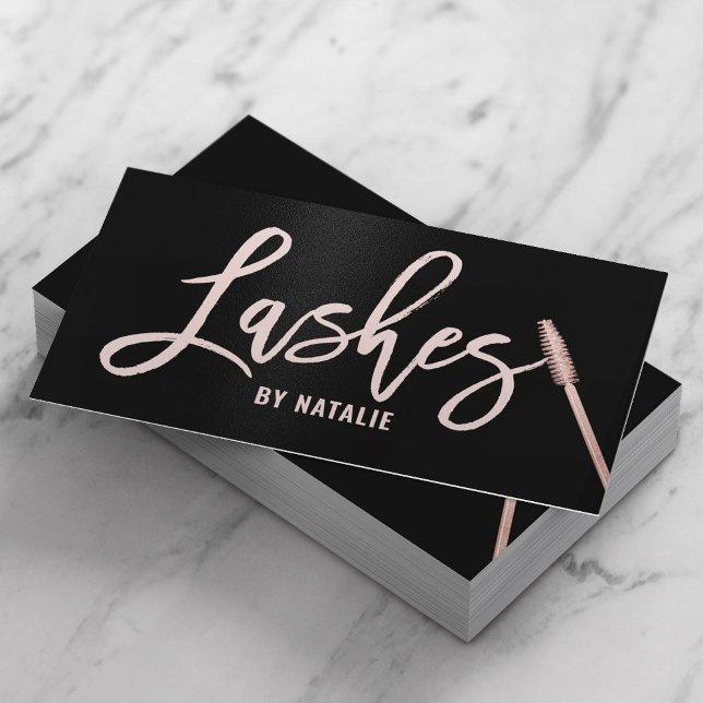 Eyelash Extensions Ro Guld Lash Typography Visitkort (Skapare uppladdad)
