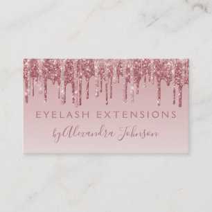 Eyelash Extensions rosa ros Guld Glitter Gnistra Visitkort
