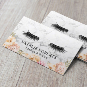 Eyelash Extensions Salon Vintage Blommigt Marble Visitkort
