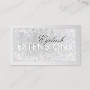Eyelash Extensions Silver Glitter Card Visitkort