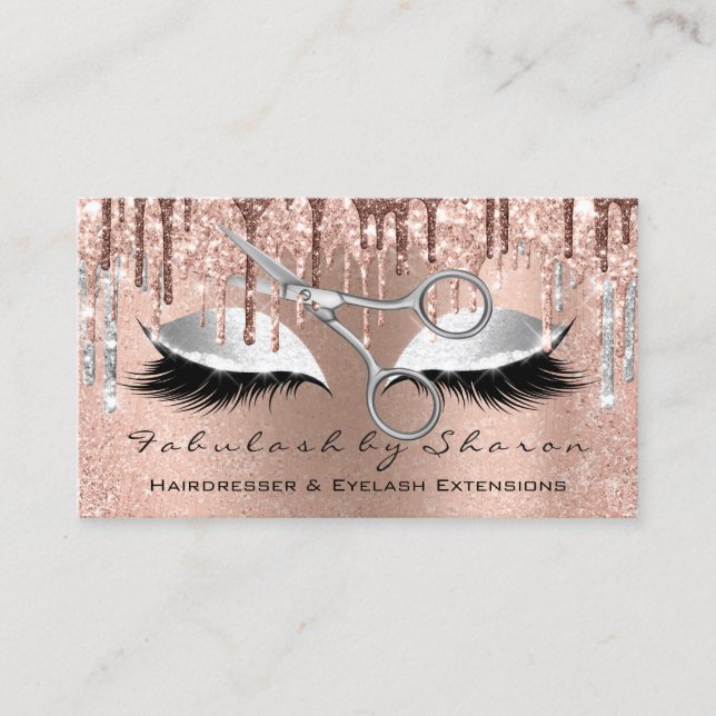 Eyelash Hairdresser Stylist Sissors Ro Silver Visitkort (Framsida)
