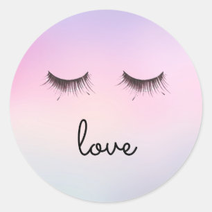 Eyelash kärlek Lila  Rosa Tie dye Runt Klistermärke