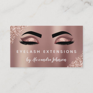 Eyelash Lash Extensions rosa ros Guld Glitter Visitkort