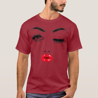 Eyelash Lipstick Red Lip Lash Artist Makeup T Shirt